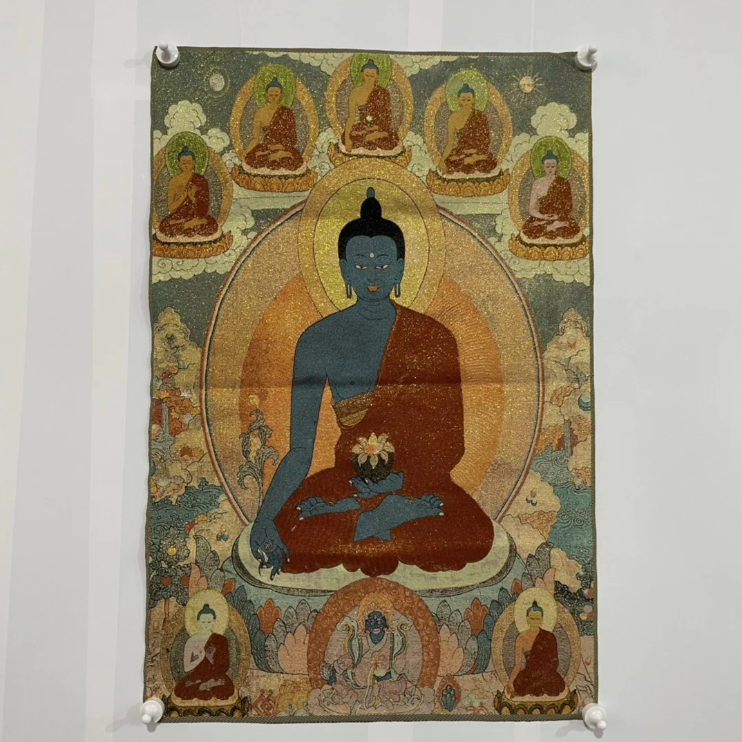 35" Thangka embroidery Tibetan Buddhism silk embroidery blue Medicine Buddha 7 Buddha incarnation Thangka hanging screen
35" Thangka embroidery Tibetan Buddhism silk embroidery blue Medicine Buddha 7 Buddha incarnation Thangka hanging screen