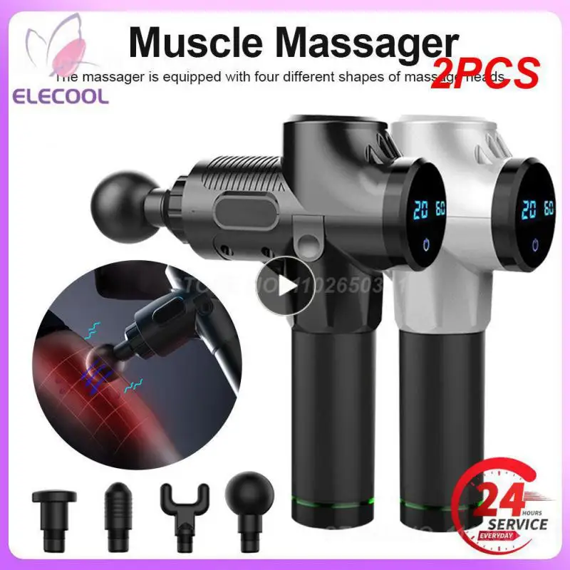 

2PCS High Frequency Professional Massage Gun LCD Electric Percussion Fascial Gun Body Deep Muscle Relax Fitness Pain Relief