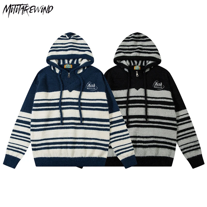 High Street Casual Loose Sweaters Couple Long Sleeve Knitted Graphic Hooded Autumn Winter Stripe Harajuku Letter Print Sweaters
High Street Casual Loose Sweaters Couple Long Sleeve Knitted Graphic Hooded Autumn Winter Stripe Harajuku Letter Print Sweaters