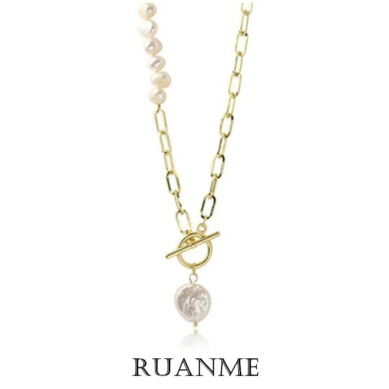 French Irregular Baroque Natural Freshwater Pearl Necklace Fashion Geometric Circular Pendant OT Collarbone Chain Fine Jewelry 
French Irregular Baroque Natural Freshwater Pearl Necklace Fashion Geometric Circular Pendant OT Collarbone Chain Fine Jewelry