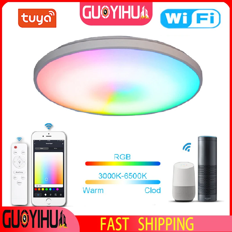 Умный потолочный светильник Tuya с поддержкой Wi-Fi, светодиодсветодиодный лампа RGB + C + W для дома, с голосовым управлением через приложение, муз...
Умный потолочный светильник Tuya с поддержкой Wi-Fi, светодиодсветодиодный лампа RGB + C + W для дома, с голосовым управлением через приложение, муз...