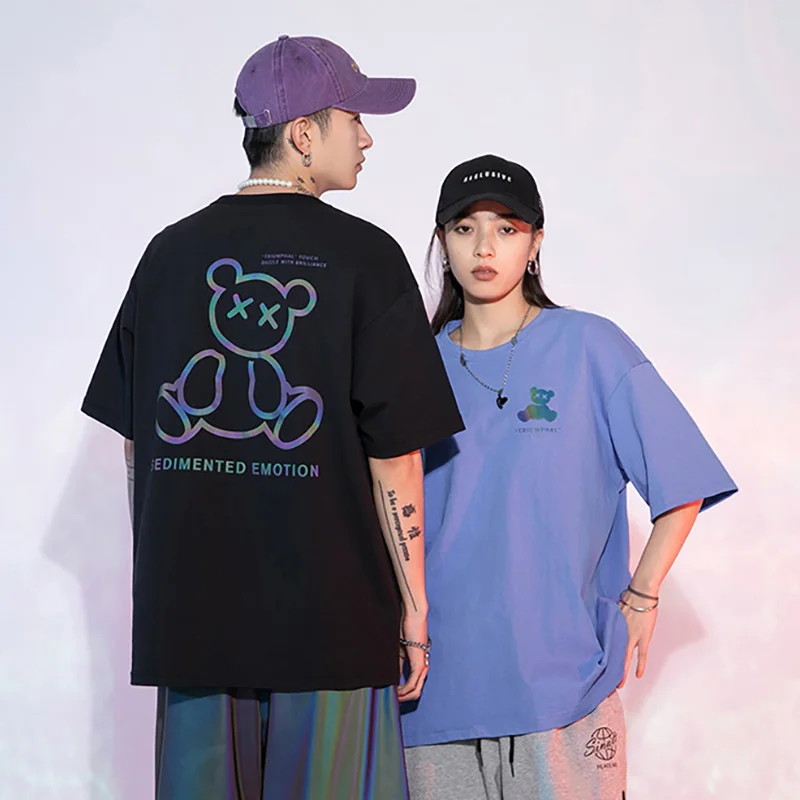 Unisex Reflective Printed T-Shirt 100% Cotton Black Tee Casual Basic Loose Short Sleeve Round Neck Summer T Shirt Tops Wholesale
Unisex Reflective Printed T-Shirt 100% Cotton Black Tee Casual Basic Loose Short Sleeve Round Neck Summer T Shirt Tops Wholesale
