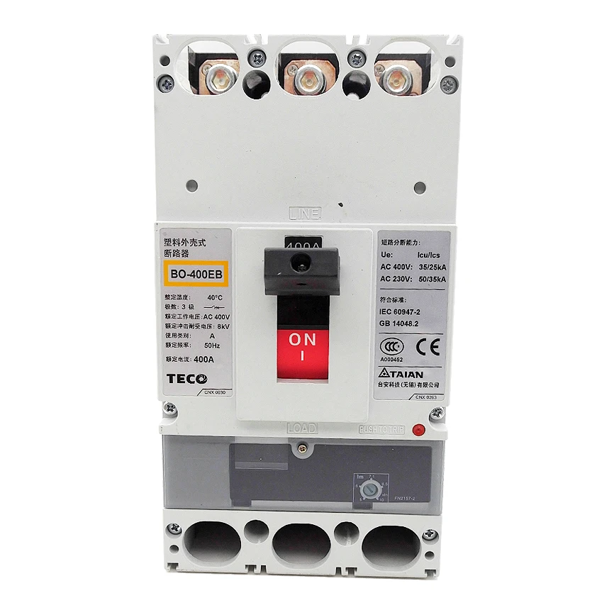 Tai'an molded case circuit breaker BO-400EB 3P air switch 250A 300A 350A 400A three-phase air switch
Tai'an molded case circuit breaker BO-400EB 3P air switch 250A 300A 350A 400A three-phase air switch