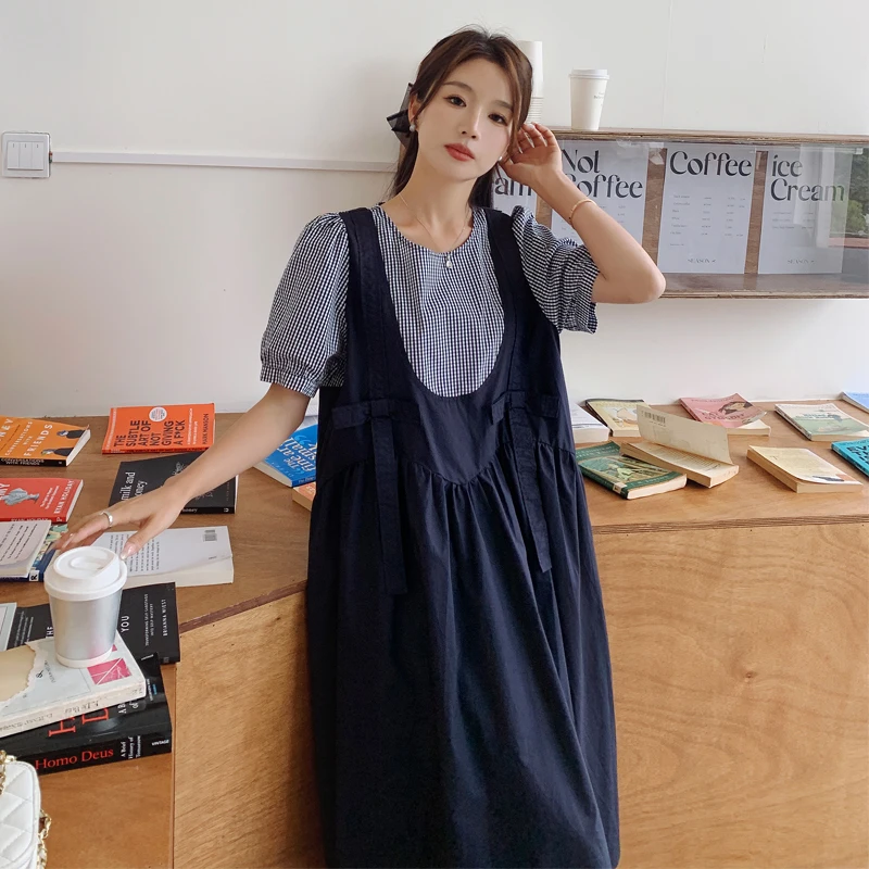 2023 Summer New Fashion Fake 2PCS Spliced Plaid Strap Long Dress for Women Elegant Sweet Loose Casual Short Sleeve O-neck 6057
2023 Summer New Fashion Fake 2PCS Spliced Plaid Strap Long Dress for Women Elegant Sweet Loose Casual Short Sleeve O-neck 6057