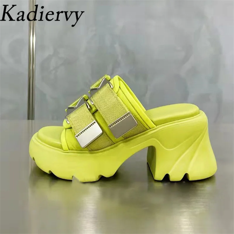 Summer Chunky Heels Slippers Women Nylon Metal Buckle Strap Mules Summer Thick Sole Slides Woman Platform Shoes Women 2022
Summer Chunky Heels Slippers Women Nylon Metal Buckle Strap Mules Summer Thick Sole Slides Woman Platform Shoes Women 2022
