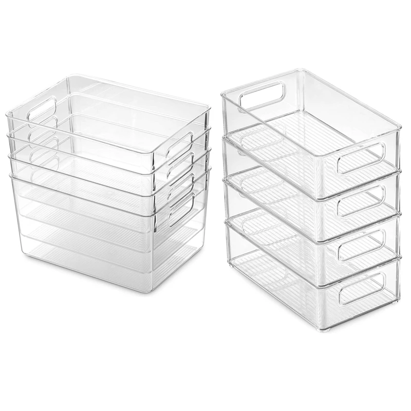 Set Of 8 Refrigerator Pantry Organizer Bins - 4 Big And 4 Small Clear Food Storage Baskets For Kitchen, Countertops
Set Of 8 Refrigerator Pantry Organizer Bins - 4 Big And 4 Small Clear Food Storage Baskets For Kitchen, Countertops