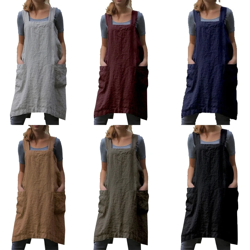 Cotton Linen Dress Apron with Pockets Women Cooking Painting Aprons Drop Shipping
Cotton Linen Dress Apron with Pockets Women Cooking Painting Aprons Drop Shipping