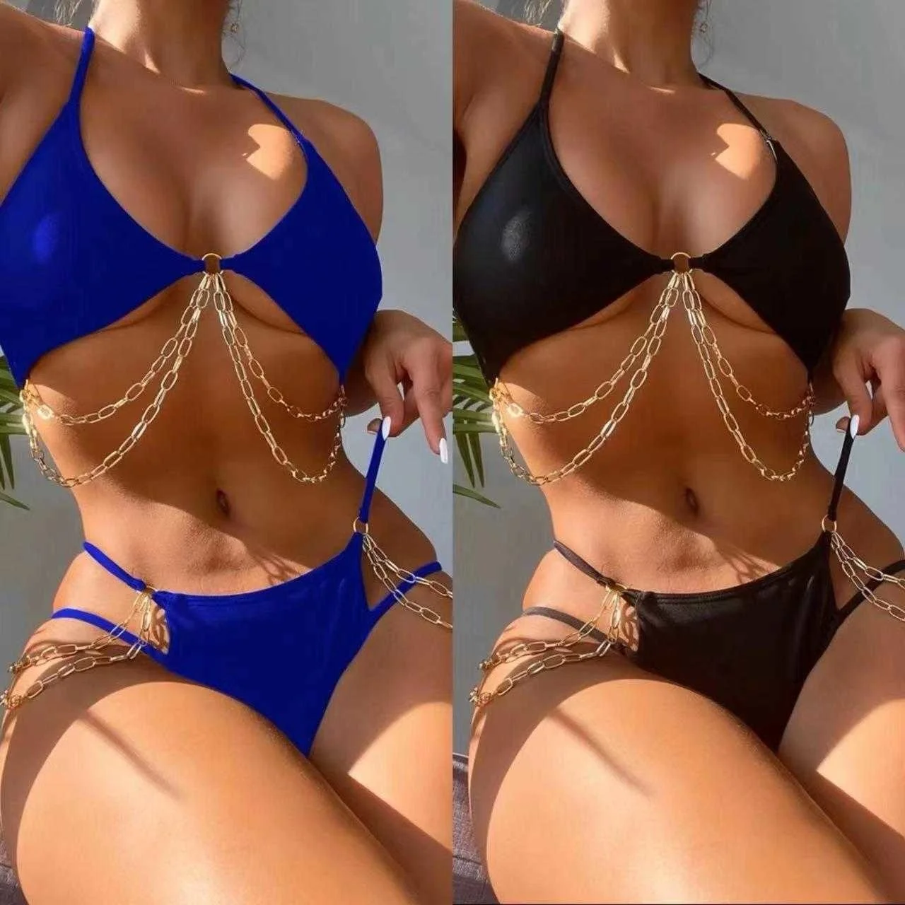 2022 New Solid Color Golden Circle Chain Sexy Split Womens Bikini Swimsuit Bikini
2022 New Solid Color Golden Circle Chain Sexy Split Womens Bikini Swimsuit Bikini