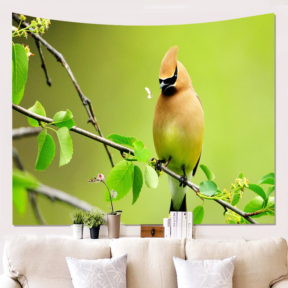 

Green Plant Garden Bird Tapestry Nature Tropical Rainforest Birds Summer Scenery Tapestrie Bedroom Living Room Deco Wall Hanging