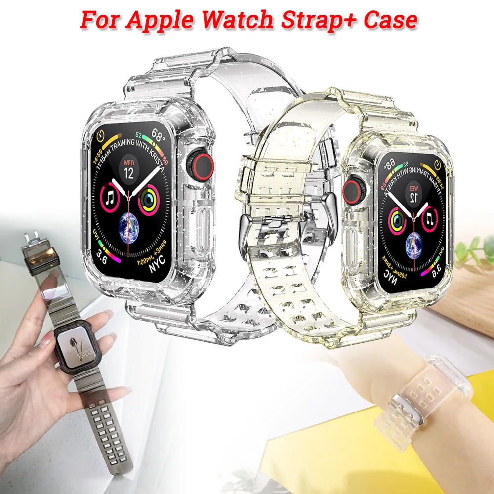 Чехол + прозрачный ремешок для Apple Watch band 44 мм 40 мм 45 мм 41 мм 38 мм 42 мм, браслет для часов iWatch Series 1 2 3 4 5 6 7 SE, ремешок
Чехол + прозрачный ремешок для Apple Watch band 44 мм 40 мм 45 мм 41 мм 38 мм 42 мм, браслет для часов iWatch Series 1 2 3 4 5 6 7 SE, ремешок