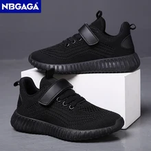 Fashion Kids Boy Running Sport Shoes Black Sneakers Children Outdoor Lightweight Breathable Tenis Footwear