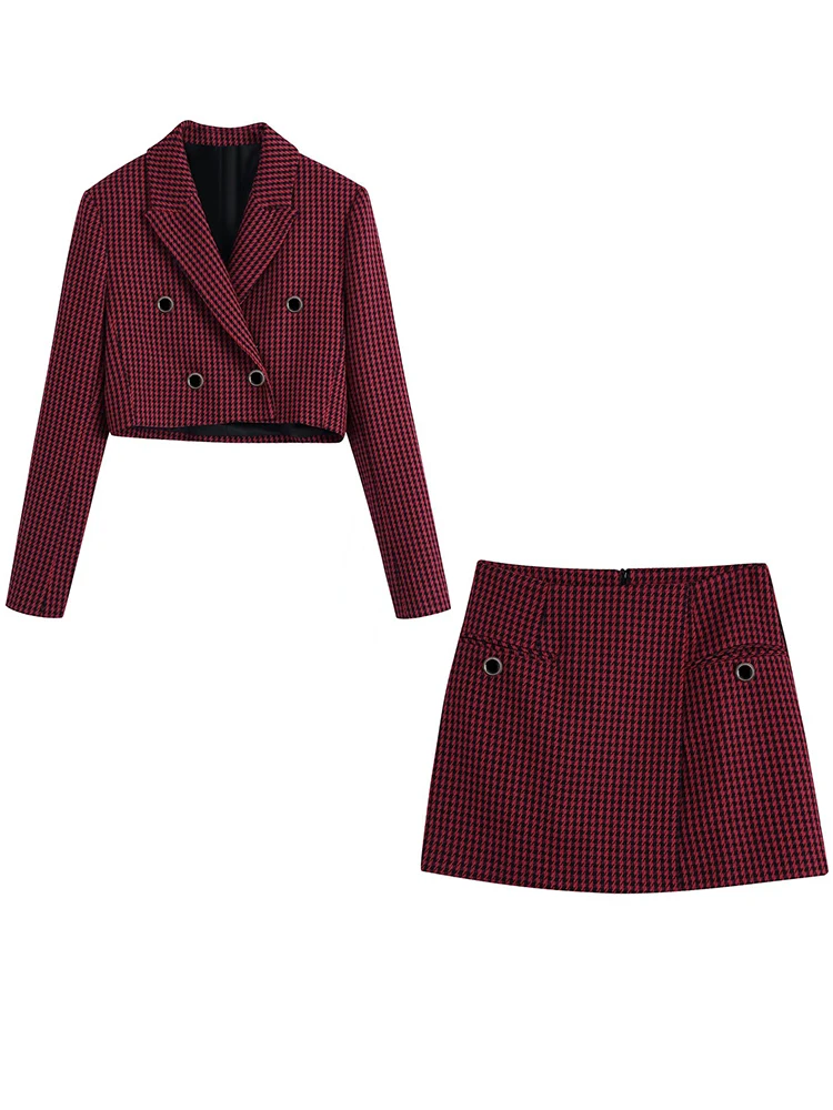 Willshela Women Fashion Two Piece Set Plaid Double Breasted Cropped Blazer Vintage Mini Skirt Woman Outfit Dress Sets Suits
Willshela Women Fashion Two Piece Set Plaid Double Breasted Cropped Blazer Vintage Mini Skirt Woman Outfit Dress Sets Suits