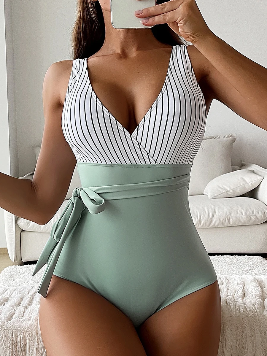 2023 Striped One Piece Swimsuit Knot Side Swimwear Women V-neck Bathers Bathing Swimming Swim Suit Female Beachwear Bodysuit
2023 Striped One Piece Swimsuit Knot Side Swimwear Women V-neck Bathers Bathing Swimming Swim Suit Female Beachwear Bodysuit