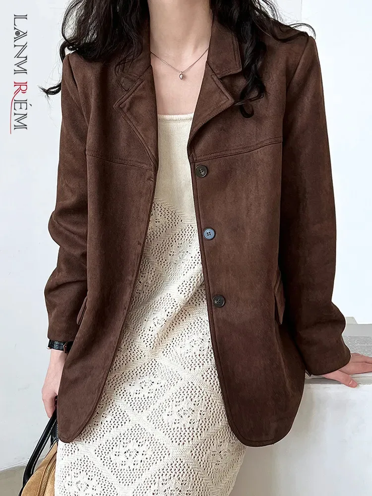 LANMREM винтажный Женский блейзер с отложным воротником и длинными рукавами, однобортное однотонное пальто, модная новинка осени 2023, 2AA3183 
LANMREM винтажный Женский блейзер с отложным воротником и длинными рукавами, однобортное однотонное пальто, модная новинка осени 2023, 2AA3183