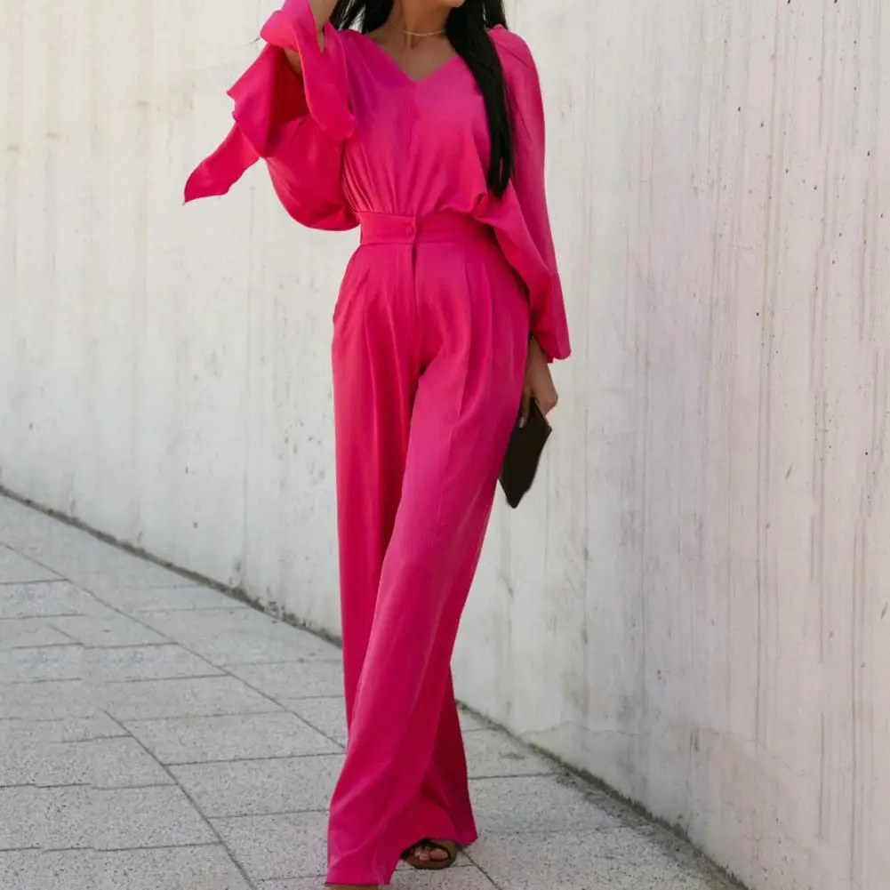 2PCS Women Blouse Pants Set Solid Color V Neck Loose Batwing Sleeve Shirts Wide Leg Trousers Suit Tracksuit Women survêtements
2PCS Women Blouse Pants Set Solid Color V Neck Loose Batwing Sleeve Shirts Wide Leg Trousers Suit Tracksuit Women survêtements