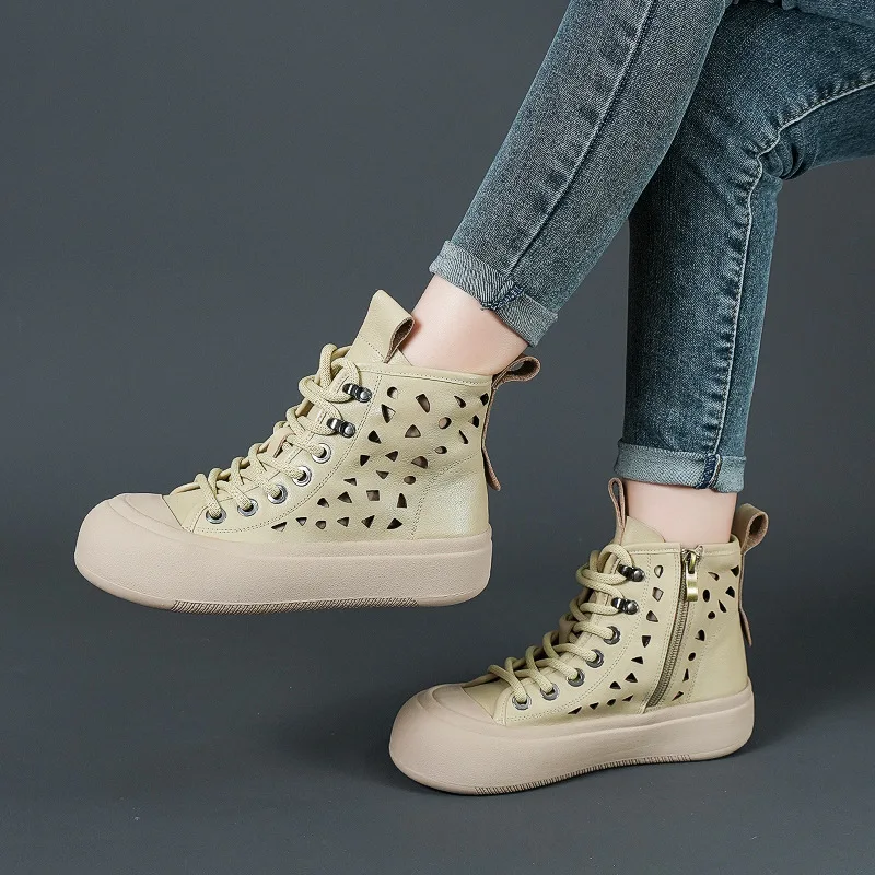 5cm Genuine Leather Hollow Women Summer Ankle mid calf Boots Fashion Platform ZIP Designer Luxury Authentic British Lady Shoes
5cm Genuine Leather Hollow Women Summer Ankle mid calf Boots Fashion Platform ZIP Designer Luxury Authentic British Lady Shoes