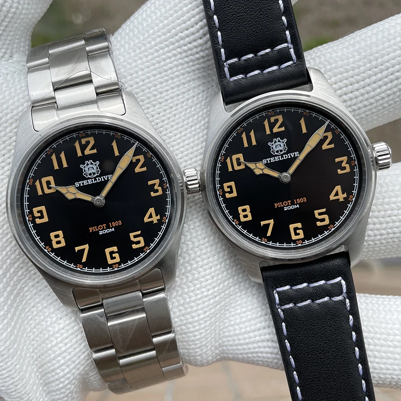 Steeldive SF8203 39mm Watches For Men Pilot Quartz VH31 Military Simple Leather Strap Sapphire 316 Stainless Case C3 Luminous
Steeldive SF8203 39mm Watches For Men Pilot Quartz VH31 Military Simple Leather Strap Sapphire 316 Stainless Case C3 Luminous