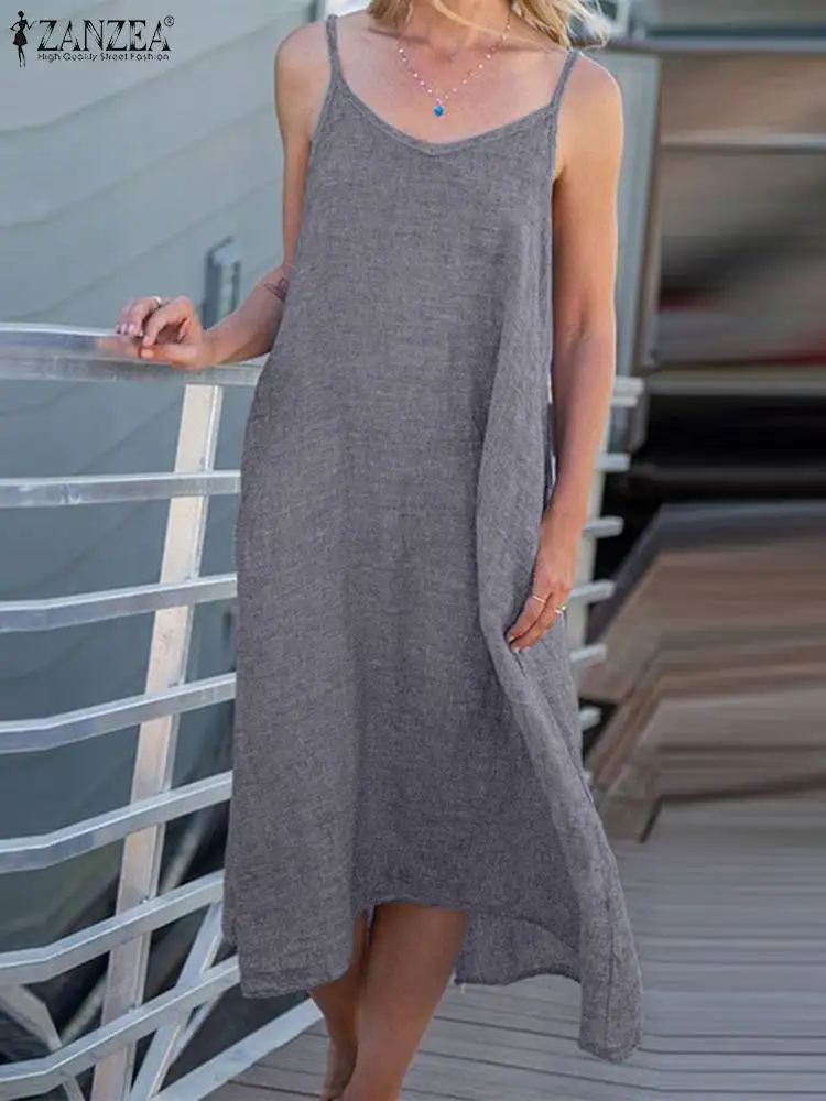 ZANZEA Summer Stylish Spaghetti Strap Solid Mid Dress Fashion Women Casual Loose Party Sundress Femme Robe Holiday Slip Vestido
ZANZEA Summer Stylish Spaghetti Strap Solid Mid Dress Fashion Women Casual Loose Party Sundress Femme Robe Holiday Slip Vestido