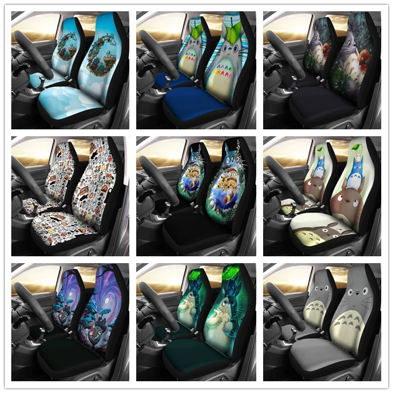 

Чехлы на автомобильные сиденья Мой сосед Тоторо, аниме аксессуары для автомобиля Тоторо, идея для подарка, комплект из 2 универсальных защитных чехлов на передние сиденья