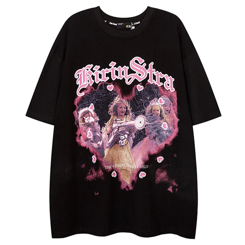 Hip Hop T-shirt Harajuku Streetwear Heart Letter Portrait Print Short Sleeve T-shirts Summer Fashion Casual Oversized T Shirts
Hip Hop T-shirt Harajuku Streetwear Heart Letter Portrait Print Short Sleeve T-shirts Summer Fashion Casual Oversized T Shirts