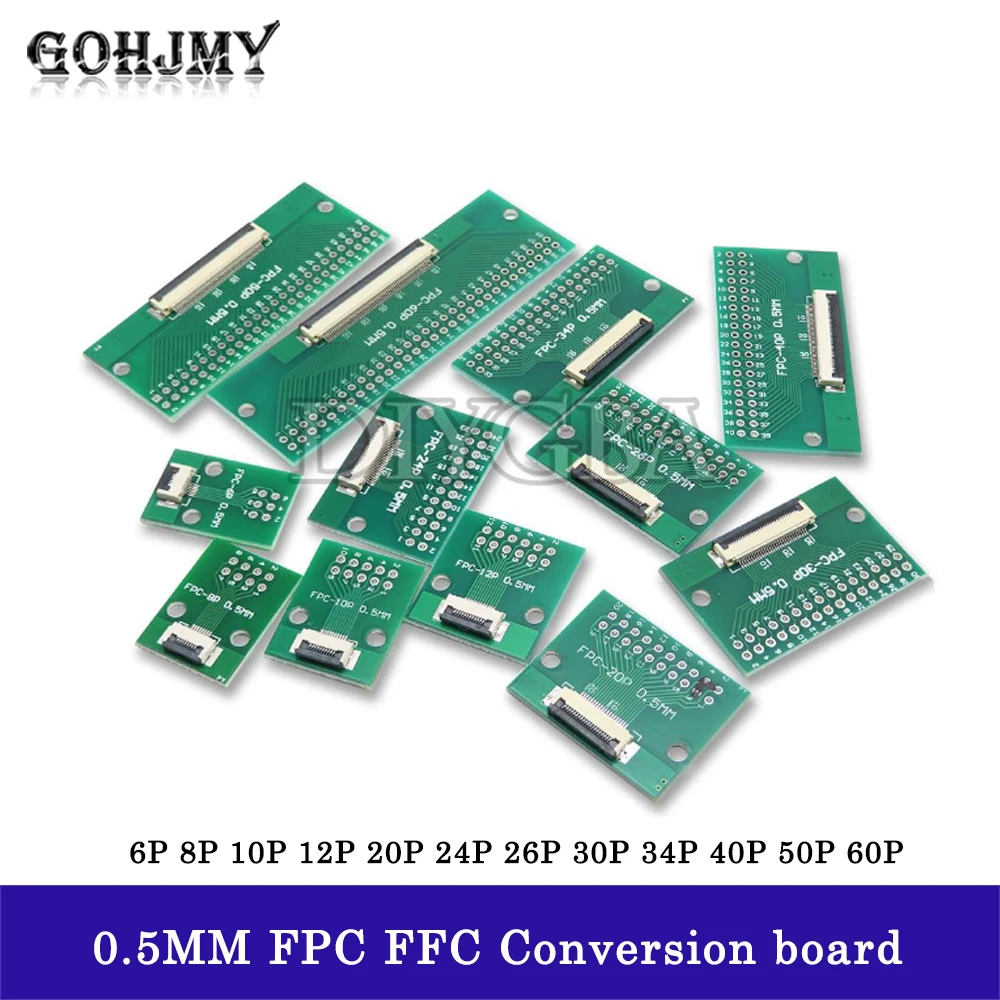 FPC FFC 0 5 мм шаг преобразования платы DIY печатная плата 6P 8P 10P 12P 20P 24P 26P 30P 34P 40P 50P 60P
