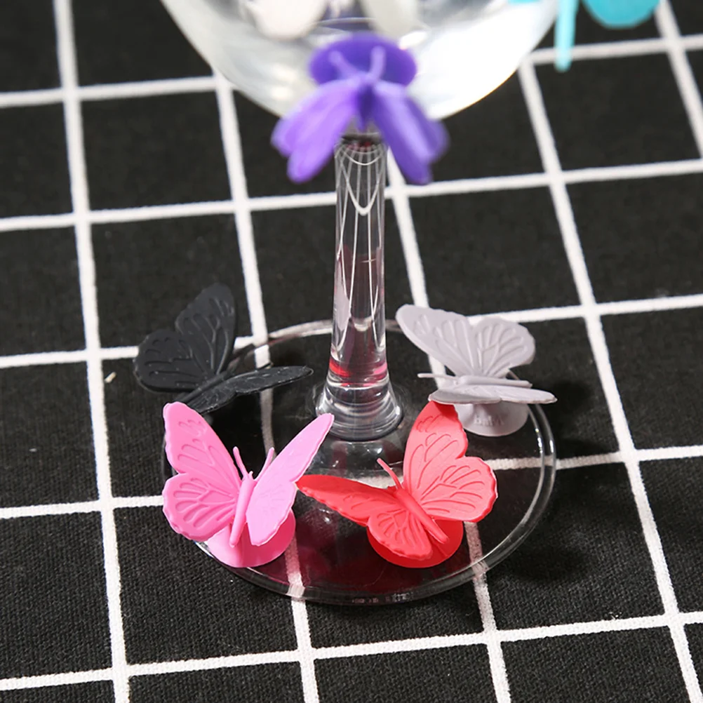 

20 Pcs/2 Labels Shape Drink Markers Suction Cup Glass Personality Silicone Party Recognizer