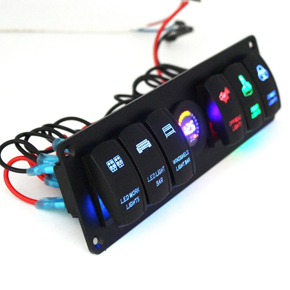 6 Gang Toggle Rocker Switch Panel Colorful LED Voltmeter for RV Car Marine Boat Toggle Switch Panel
6 Gang Toggle Rocker Switch Panel Colorful LED Voltmeter for RV Car Marine Boat Toggle Switch Panel