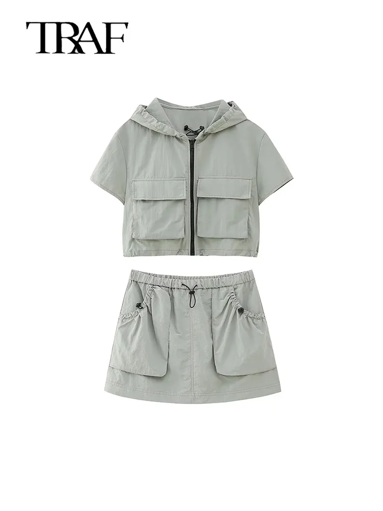 TRAF 2023 Women Cargo Sets Women Jacket 2 Piece Sets Autumn Short Sleeve Loose Female Mini Skirt Set Women
TRAF 2023 Women Cargo Sets Women Jacket 2 Piece Sets Autumn Short Sleeve Loose Female Mini Skirt Set Women