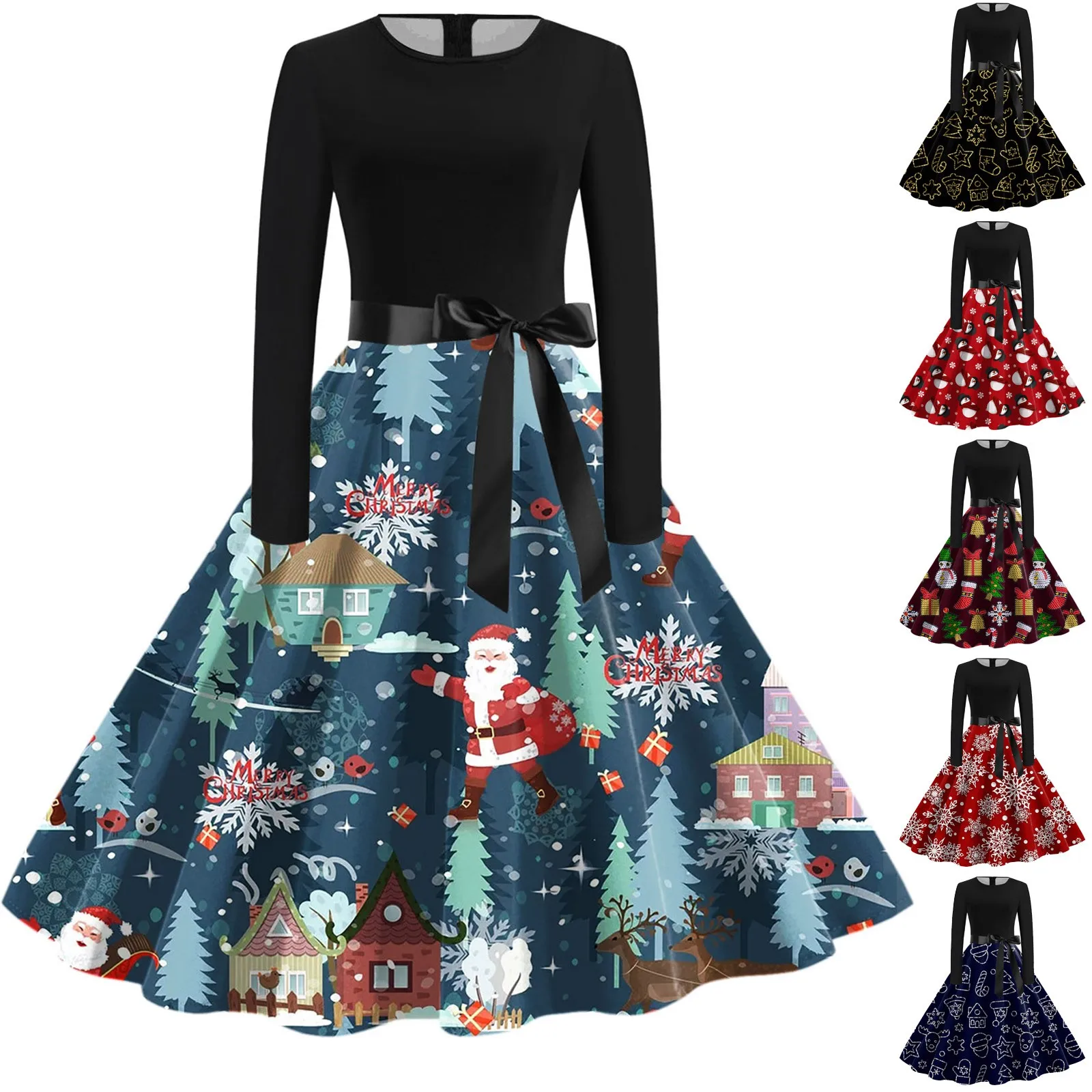 Women's Christmas Print Retro Long Sleeve Round Neck Zipper Dress Large Swing Dress Comfortable Dress V Neck Maxi Dresses
Women's Christmas Print Retro Long Sleeve Round Neck Zipper Dress Large Swing Dress Comfortable Dress V Neck Maxi Dresses