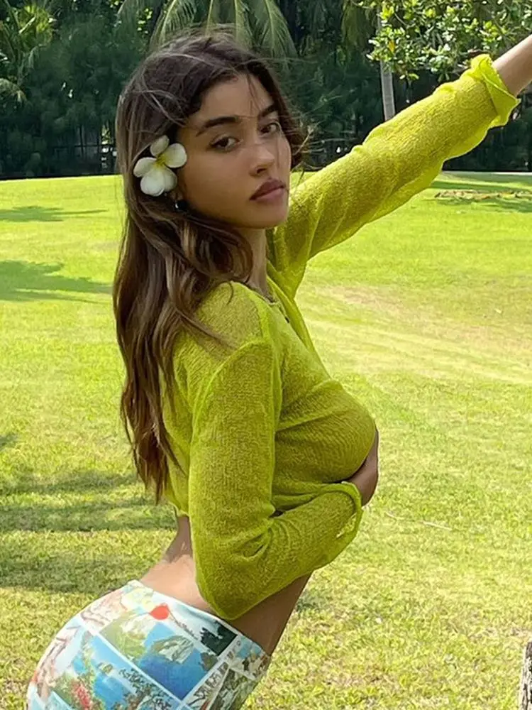 2022 Hot Sexy Transparent Tops Cropped Edible Tree Fungus Streetwear Y2K Long-Sleeve Knit Top Tees Slim Clothes Summer
2022 Hot Sexy Transparent Tops Cropped Edible Tree Fungus Streetwear Y2K Long-Sleeve Knit Top Tees Slim Clothes Summer