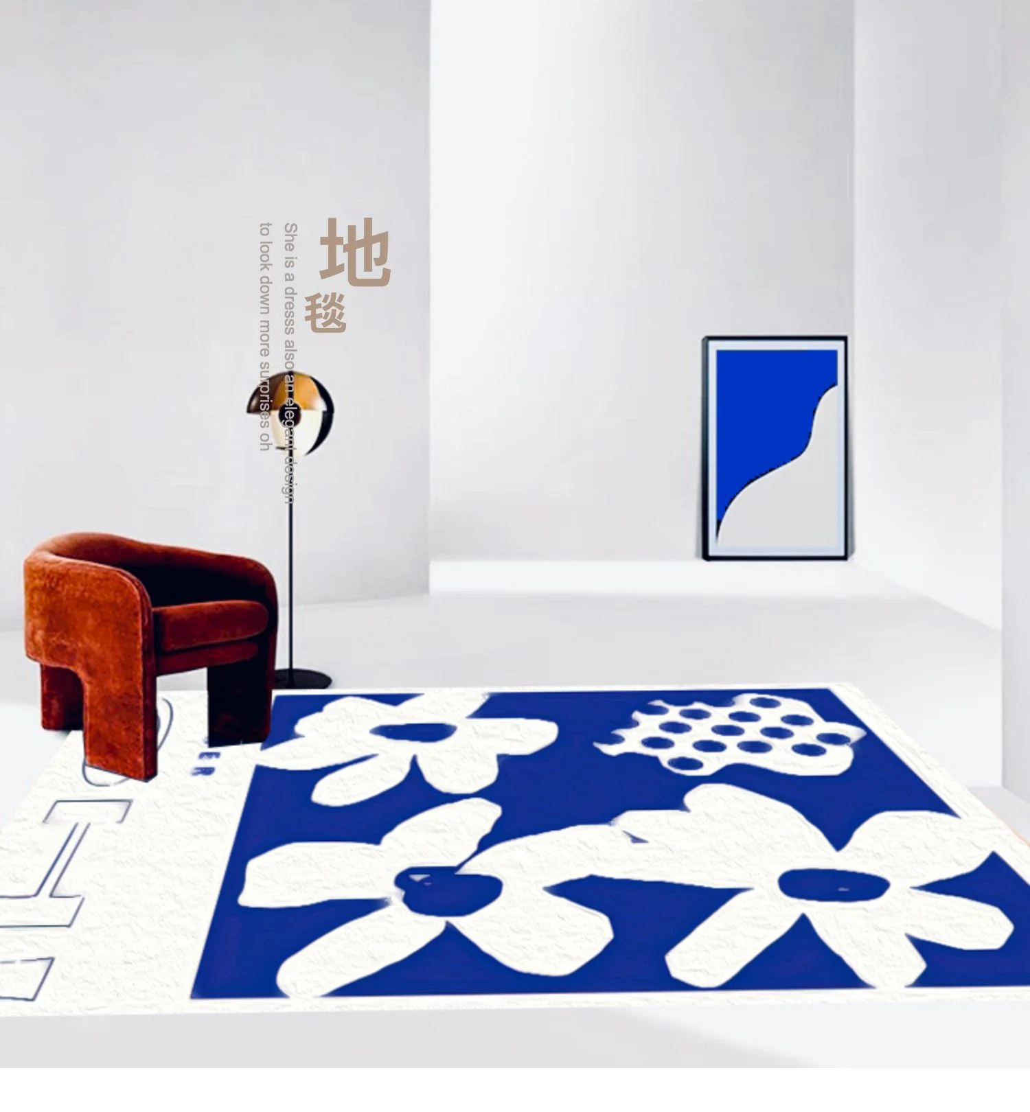 

New Klein Blue Rug Room Decoration Teenager Carpets Large Area Carpet In Living Room Home Decor Non-slip Mat Studio Lounge Rugs
