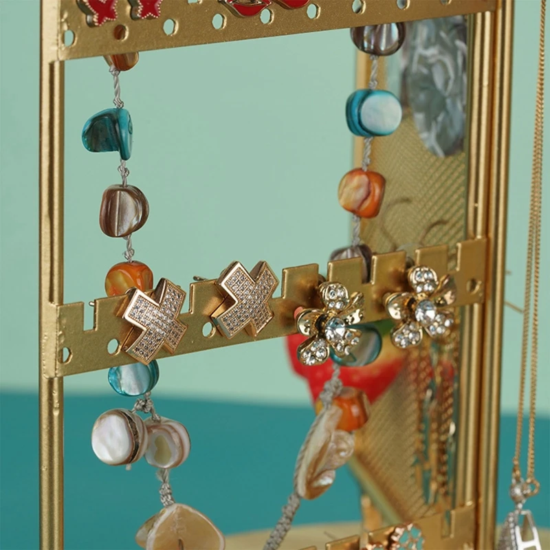 Metal Earring Organizer 360° Rotatable Jewelry Grid Display Stand with Removable Wooden Rotating Tray for Best Friends
Metal Earring Organizer 360° Rotatable Jewelry Grid Display Stand with Removable Wooden Rotating Tray for Best Friends