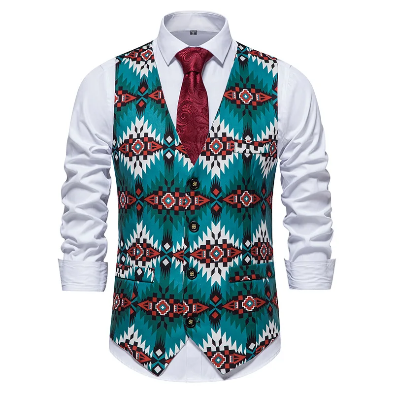 Mens Ethnic Style Pattern Print Suit Vests Stylish African Dashiki Vest Waistcoat Men Party Wedding Groom Prom African Clothing
Mens Ethnic Style Pattern Print Suit Vests Stylish African Dashiki Vest Waistcoat Men Party Wedding Groom Prom African Clothing