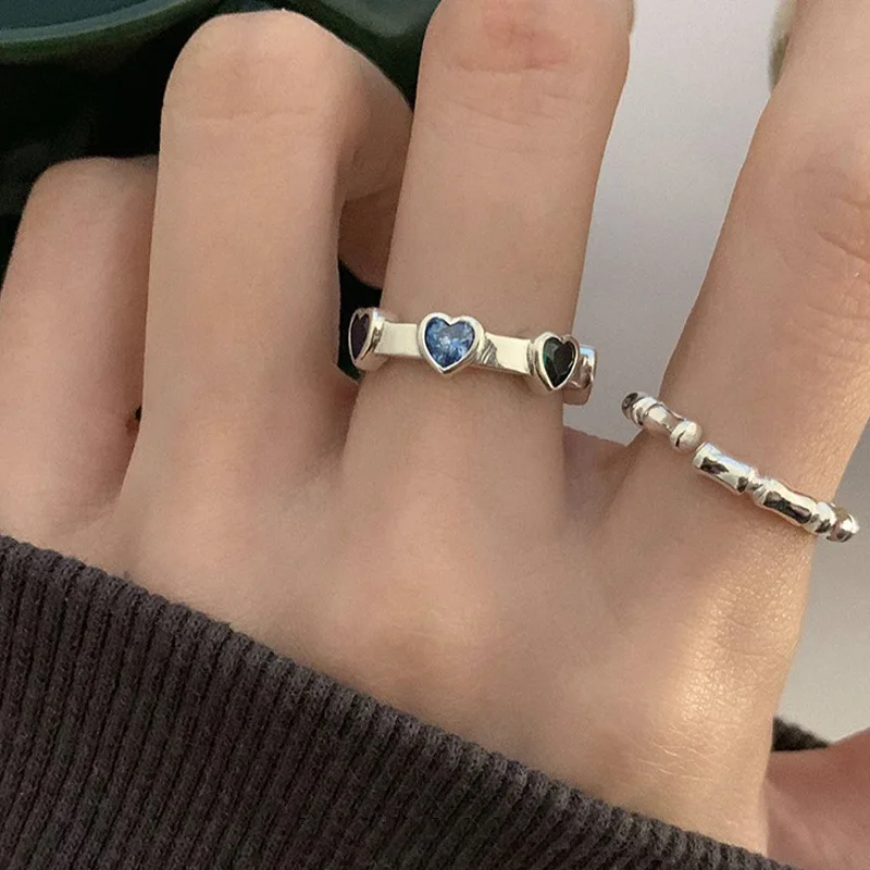 2 Pack Korean Fashion Zircon Heart Open Rings Women Vintage Silver Color Bamboo Ring Party Wedding Jewelry Gift кольцо женское 
2 Pack Korean Fashion Zircon Heart Open Rings Women Vintage Silver Color Bamboo Ring Party Wedding Jewelry Gift кольцо женское