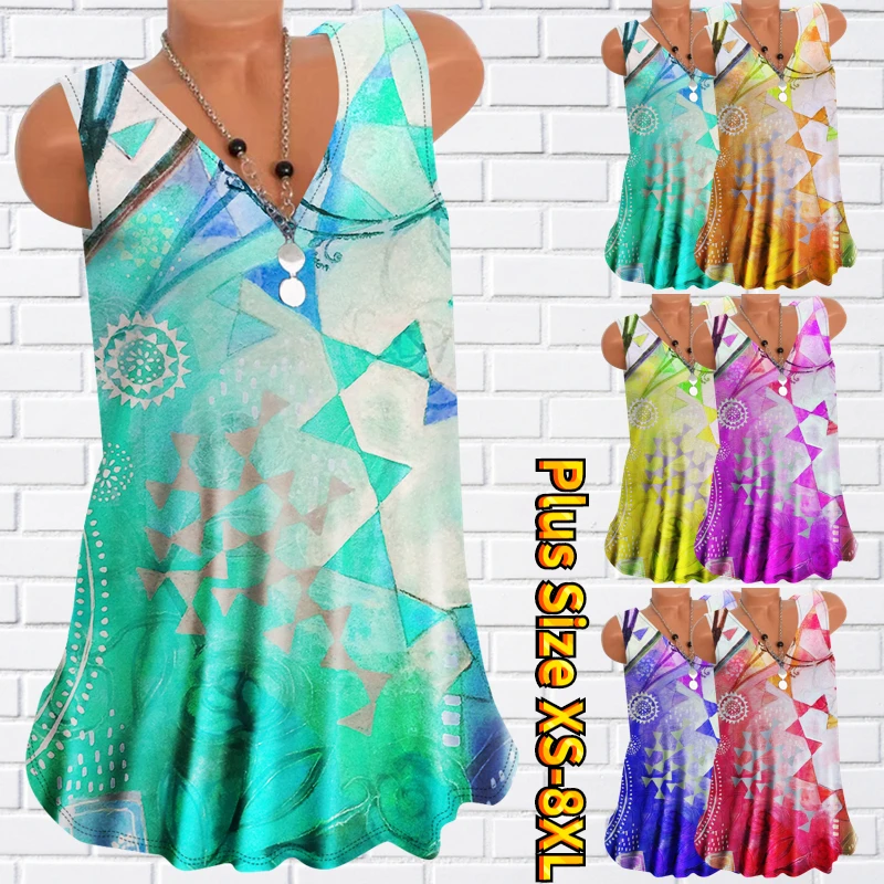 2023 Summer Women V-Neck Sleeveless Dress Fashionable Midi Skirt Contracted Wind Dress New Design Printed Knee-length Skirt
2023 Summer Women V-Neck Sleeveless Dress Fashionable Midi Skirt Contracted Wind Dress New Design Printed Knee-length Skirt