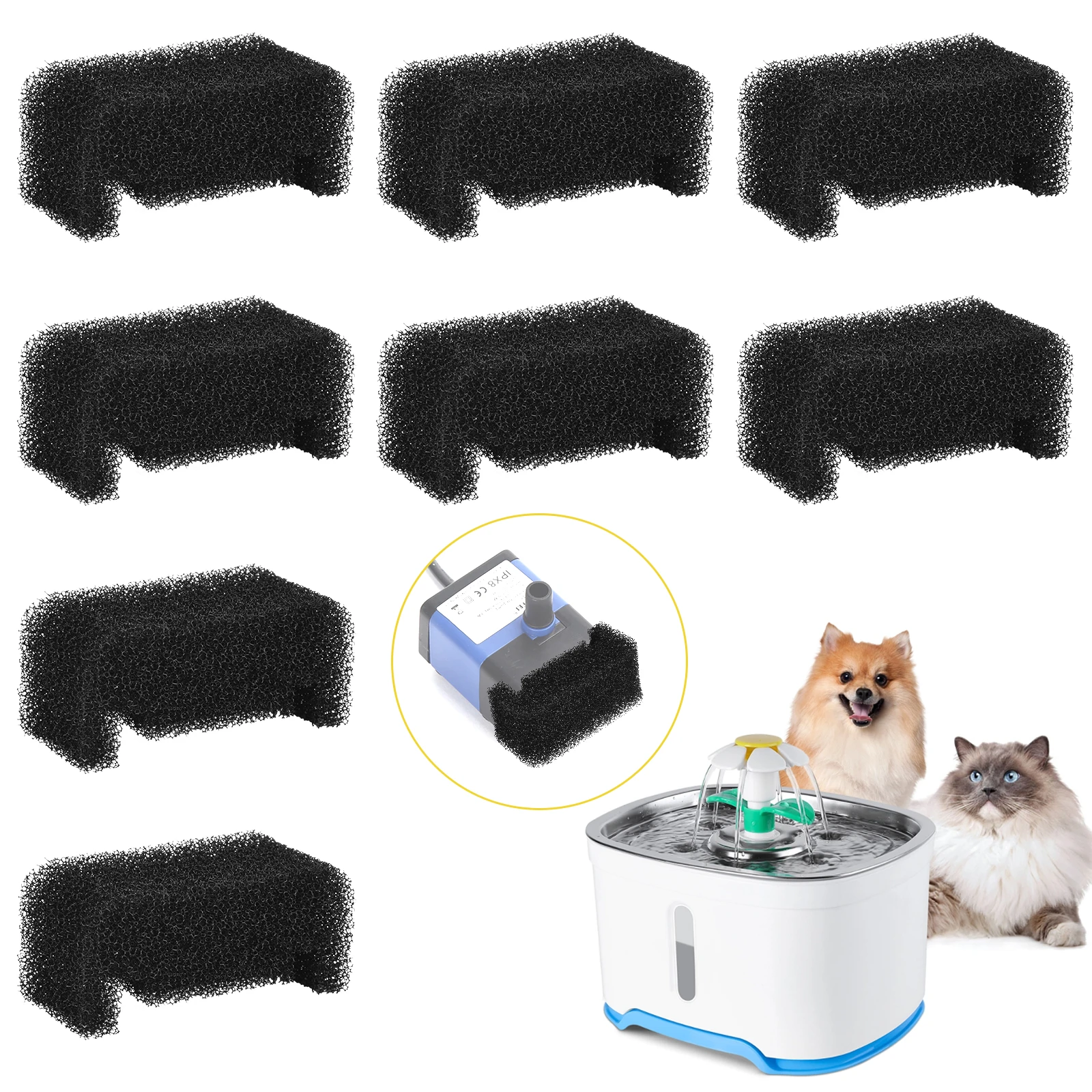 Cat Drinking Fountain Sponge Foam Filter, Pack of 8 Sponge Filters for Cat Fountains
Cat Drinking Fountain Sponge Foam Filter, Pack of 8 Sponge Filters for Cat Fountains