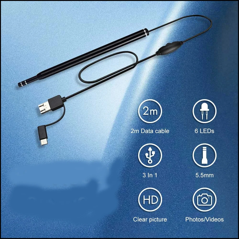 5.5mm Mini Endoscope Camera Waterproof 3in1 Endoscopio USB Android for Otg Type C Smartphone PC Snake Camera for Fish Finder Car
5.5mm Mini Endoscope Camera Waterproof 3in1 Endoscopio USB Android for Otg Type C Smartphone PC Snake Camera for Fish Finder Car