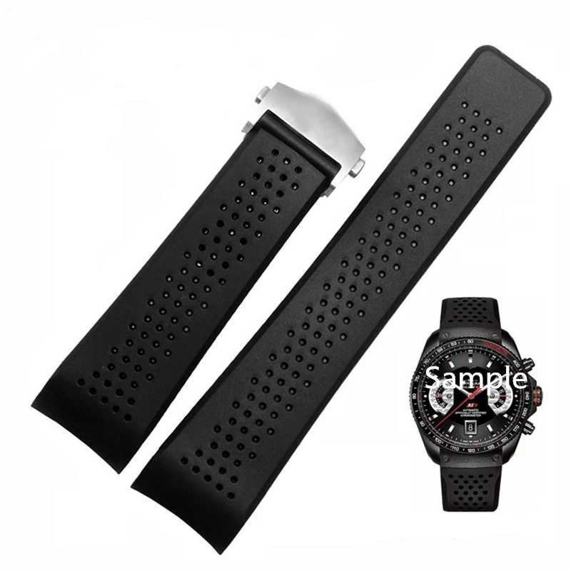 

Natural Rubber Watchband For TAG HEUER GRAND CARRERA wristband Waterproof Sport Strap 22mm 24mm Soft Silicone Watch Bracelet