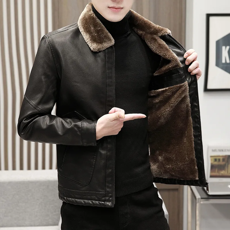 Pu Leather Thick Leather Jacket Men Winter Autumn Coat Fashion Faux Fur Collar Windproof Warm Coat Male Clothing
Pu Leather Thick Leather Jacket Men Winter Autumn Coat Fashion Faux Fur Collar Windproof Warm Coat Male Clothing