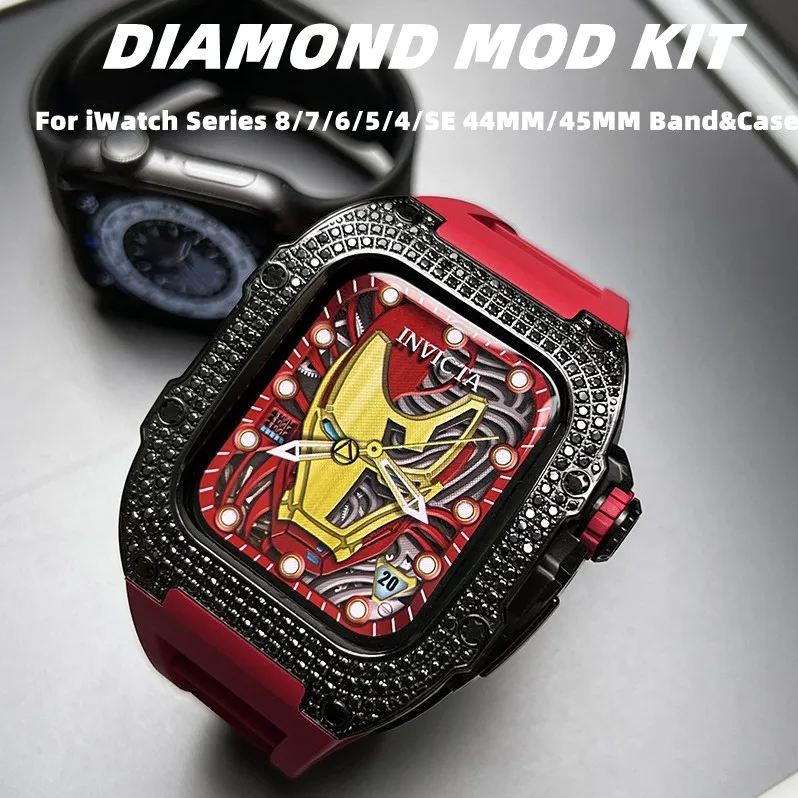 44mm 45mm Luxury Diamond Case For Apple Watch Band Series 8 7 654 SE Men Rubber Strap For iWatch Diy Mod Modification Kit 45 44
44mm 45mm Luxury Diamond Case For Apple Watch Band Series 8 7 654 SE Men Rubber Strap For iWatch Diy Mod Modification Kit 45 44