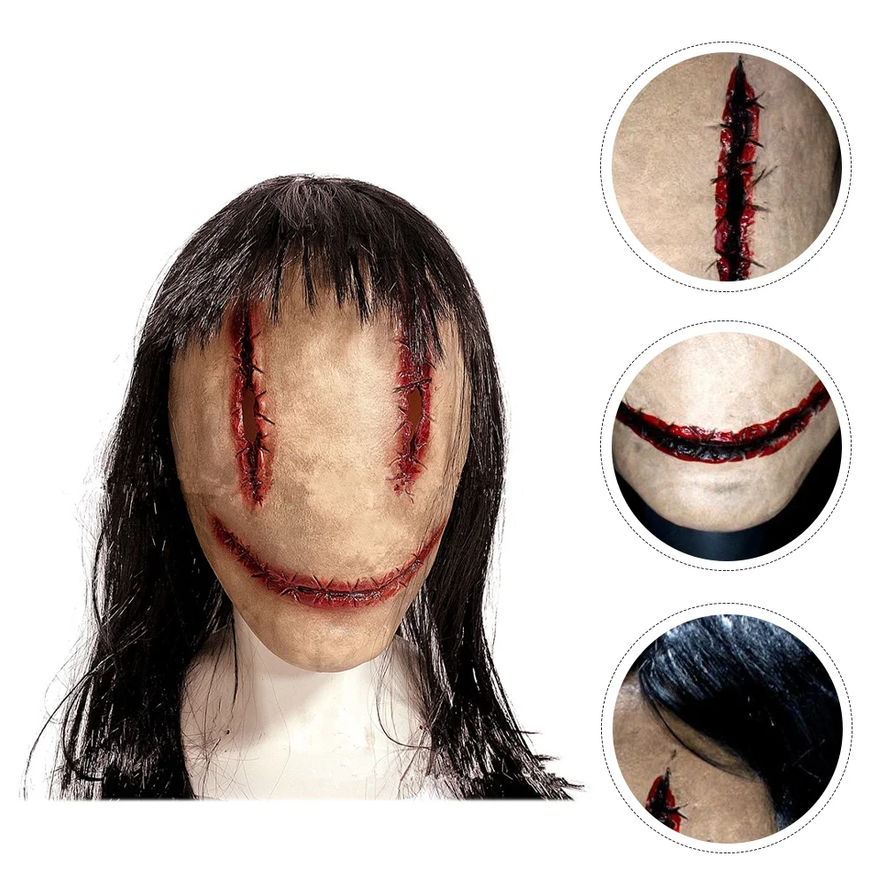 

Mask Party Supply Latex Halloween Horror Long Hair Creepy Ghost Cosplay Horrible Face Cover Scary Masks Adults