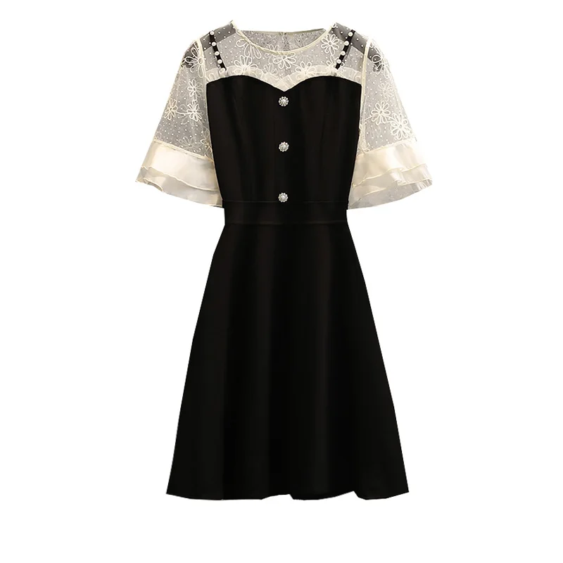 Women Summer Mini Beading Dress Elegant Mesh Splicing O Neck Ruffle Short Sleeve Plus Size 5XL Casual A Line Loose Party Vestido
Women Summer Mini Beading Dress Elegant Mesh Splicing O Neck Ruffle Short Sleeve Plus Size 5XL Casual A Line Loose Party Vestido