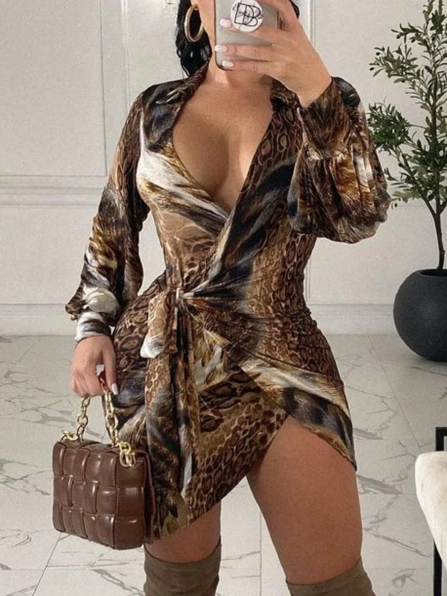LW Leopard Print Mini Dress Hot Sale Women Sexy Casual Long Sleeve Skinny V Neck Loose Bandage Design Bodycon Party Club Outfits
LW Leopard Print Mini Dress Hot Sale Women Sexy Casual Long Sleeve Skinny V Neck Loose Bandage Design Bodycon Party Club Outfits