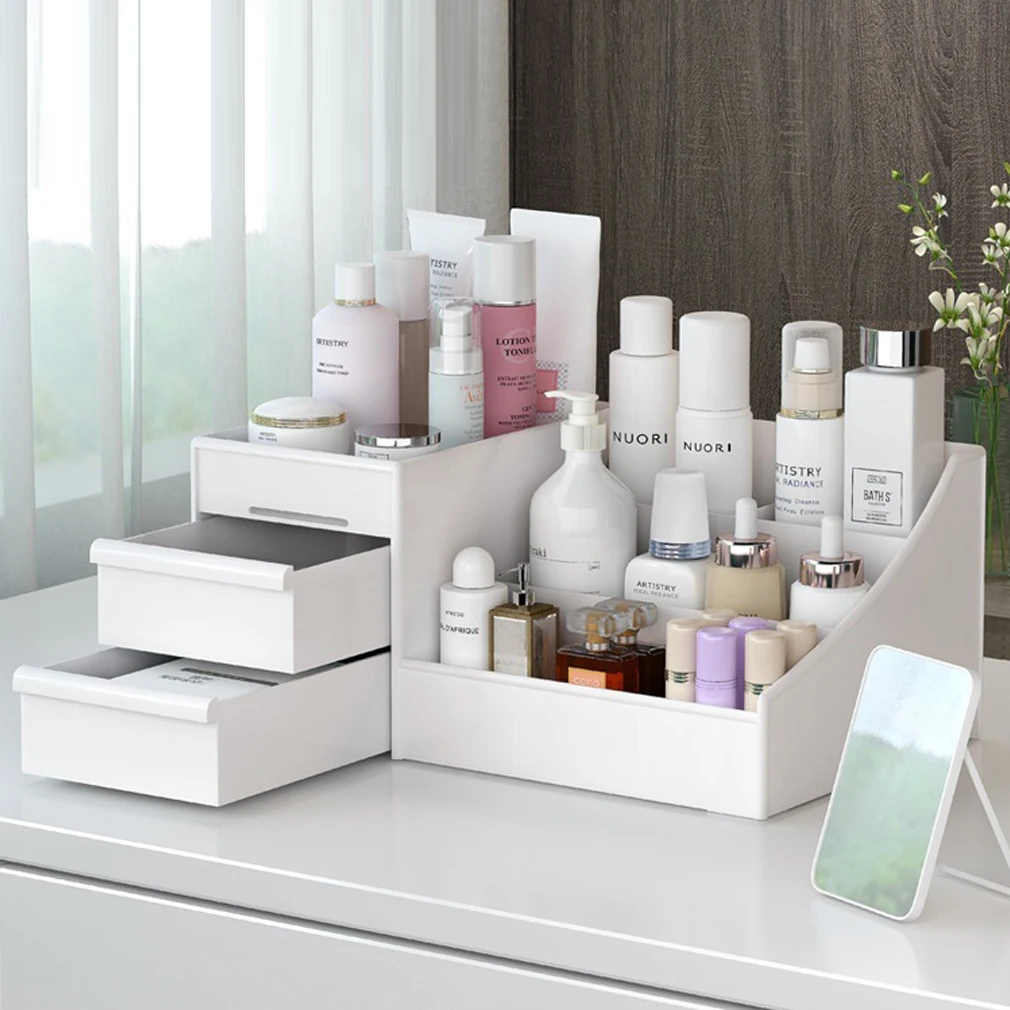 Органайзер для косметики большой емкости, настольный органайзер для ювелирных изделий, лака для ногтей, белый ящик для хранения косметики
Органайзер для косметики большой емкости, настольный органайзер для ювелирных изделий, лака для ногтей, белый ящик для хранения косметики