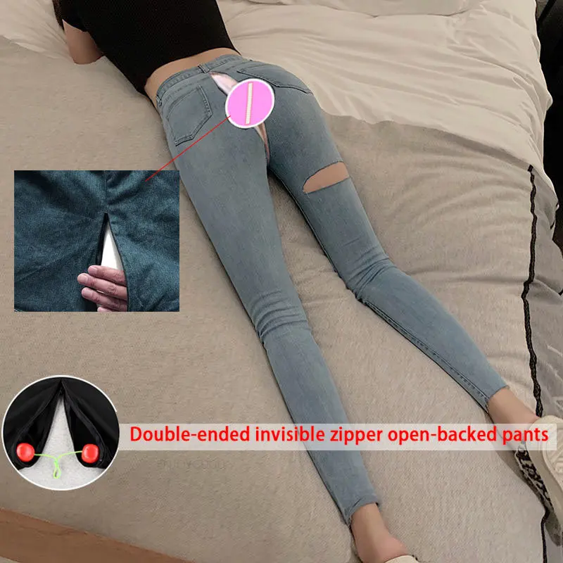 INS Ripped High Waist Skinny Pants Invisible Open Crotch Jeans for Women 2022 Summer Slim Fit Slimming Pencil Ankle-Length Pants
INS Ripped High Waist Skinny Pants Invisible Open Crotch Jeans for Women 2022 Summer Slim Fit Slimming Pencil Ankle-Length Pants