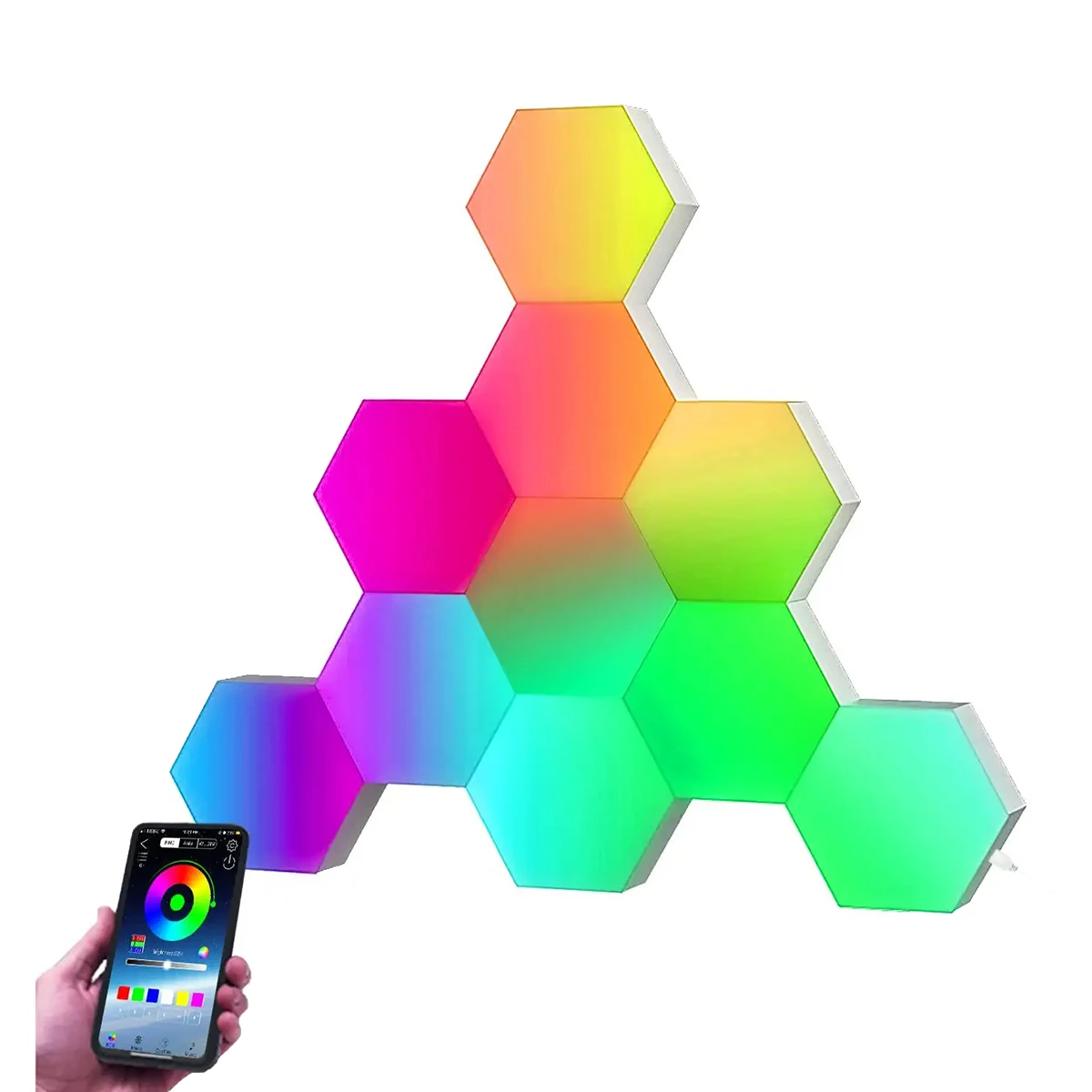 

10PCS Bluetooth RGB Night Light APP Remote Control Night Light Hexagonal Quantum Lamp Modular Hexagons Decoration