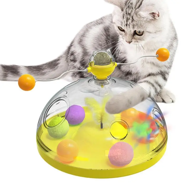 

Cat Windmill Toy Rotating Turntable Cat Spinner Aggressive Kitten Chew Toy Teasing Cat Toy Interactive Cat Toy For Indoor Cats