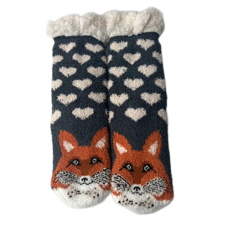 

Thermal Socks Womens Fox Unicorn Animal Winter Warm Home Indoor Floor Sock Soft Female Non Slip Grip Comfy Fuzzy Slipper Sock