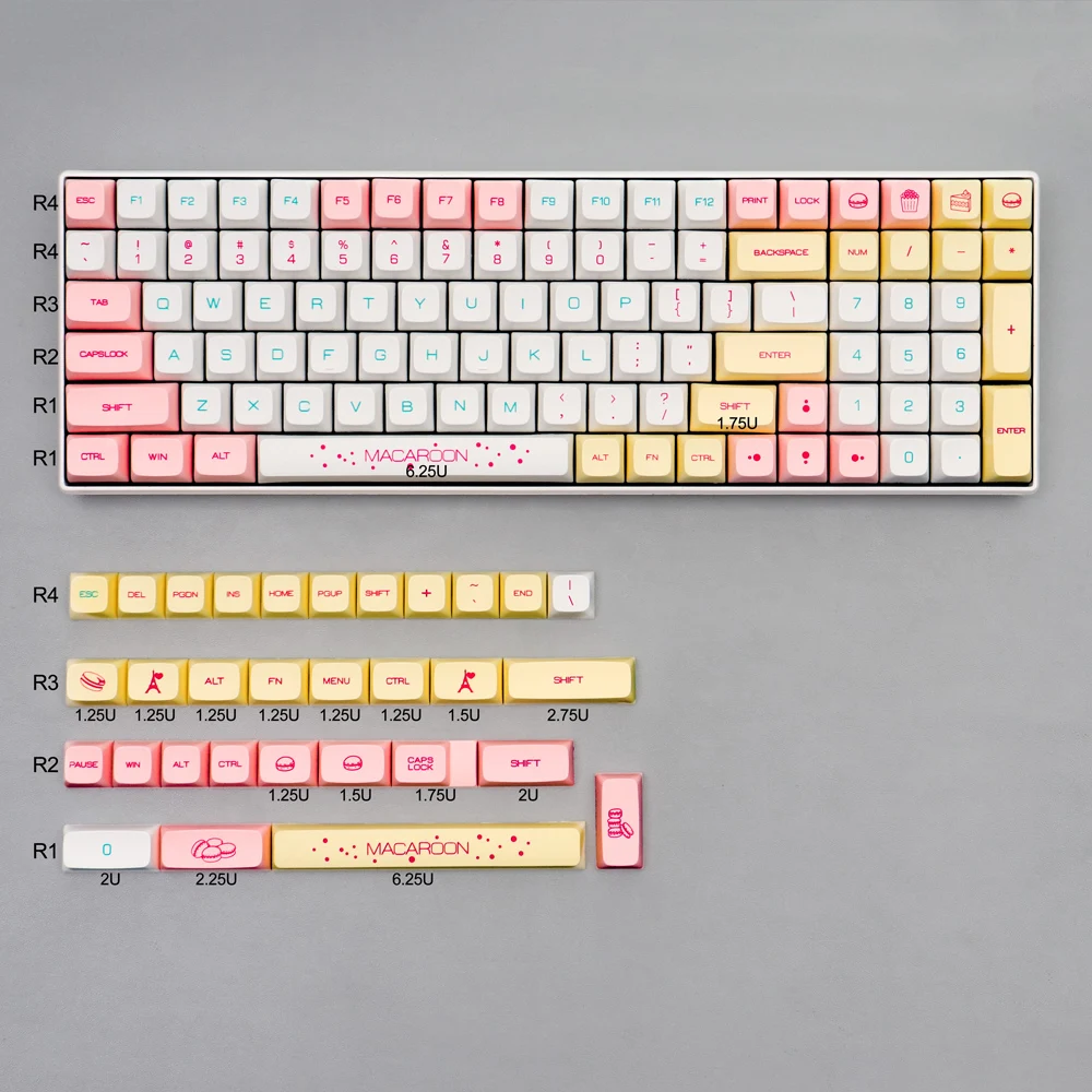 132 Key Macaron Keycaps PBT Sublimation Mechanical Keyboard XDA Height Adapt to 61/64/68/84/98/108 Layout
132 Key Macaron Keycaps PBT Sublimation Mechanical Keyboard XDA Height Adapt to 61/64/68/84/98/108 Layout