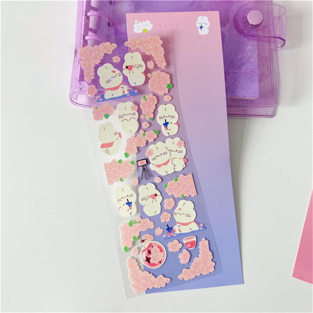 

Kawaii Rabbit Stickers Flower Korean Ins Decorative Stickers Scrapbooking Stick Label Diary Sealing Sticker Stationery Album